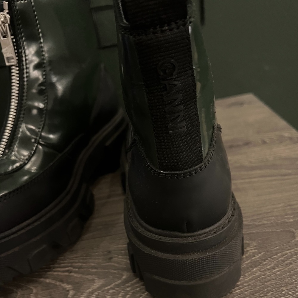 dark green platform GANNI boots